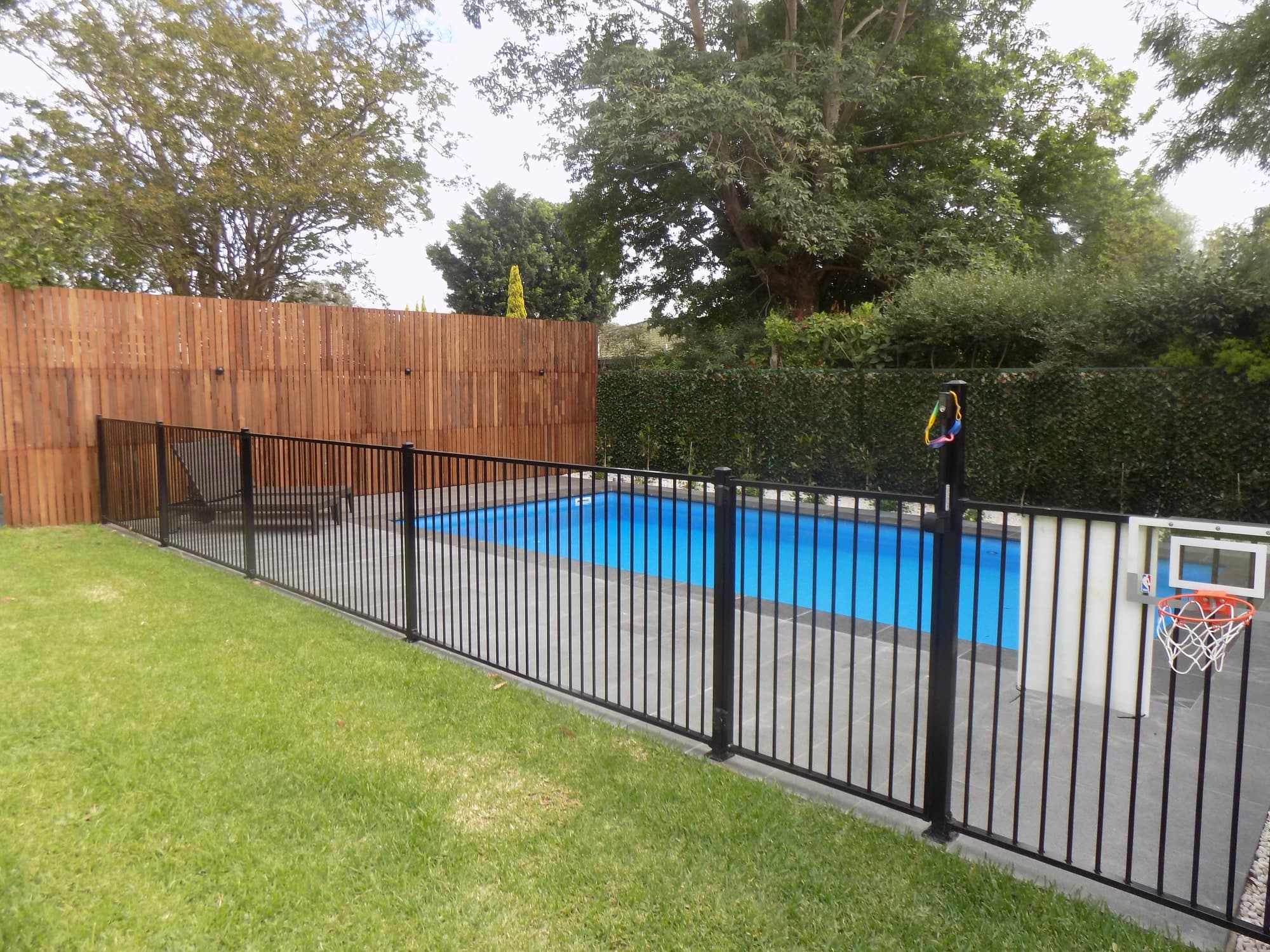 New lawn along the pool fence