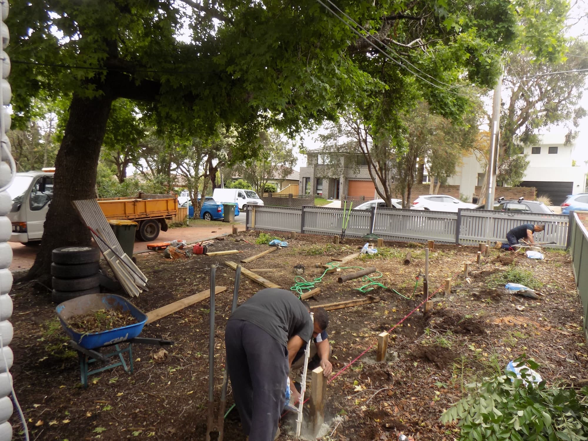 Garden clearing in progress before new beds and planting